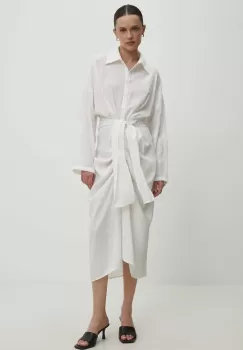 Answear Lab rochie culoarea alb, midi, drept imagine