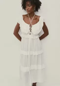 Answear Lab rochie culoarea alb, midi, evazati imagine