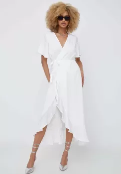 Answear Lab rochie culoarea alb, midi, evazati imagine