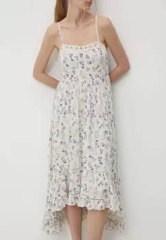 Answear Lab rochie culoarea alb, midi, evazati imagine