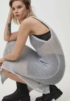 Answear Lab rochie culoarea argintiu, maxi, mulata imagine