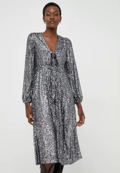 Answear Lab rochie culoarea argintiu, midi, drept imagine