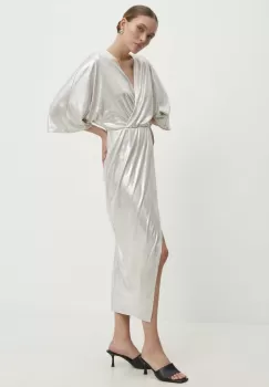 Answear Lab rochie culoarea argintiu, midi, evazati imagine