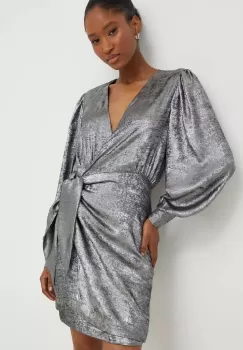 Answear Lab rochie culoarea argintiu, mini, drept imagine