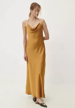 Answear Lab rochie culoarea auriu, maxi, drept imagine