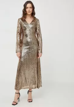 Answear Lab rochie culoarea auriu, maxi, evazati imagine