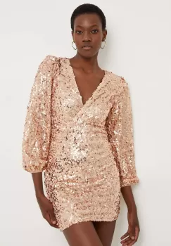 Answear Lab rochie culoarea auriu, mini, drept imagine