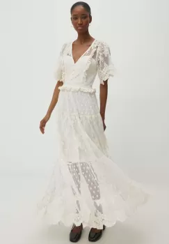 Answear Lab rochie culoarea bej, maxi, evazati imagine