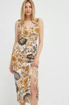 Answear Lab rochie culoarea bej, maxi, evazati imagine