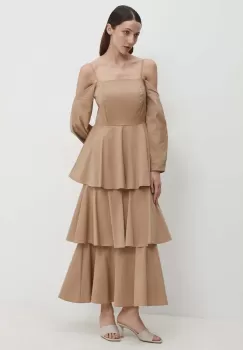 Answear Lab rochie culoarea bej, maxi, evazati imagine