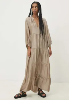 Answear Lab rochie culoarea bej, maxi, evazati imagine