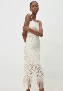 Answear Lab rochie culoarea bej, midi, drept imagine