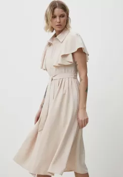 Answear Lab rochie culoarea bej, midi, evazati imagine