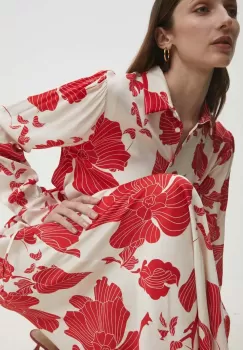 Answear Lab rochie culoarea bej, midi, evazati imagine