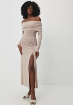 Answear Lab rochie culoarea bej, midi, evazati imagine