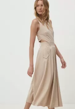 Answear Lab rochie culoarea bej, midi, evazati imagine