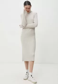 Answear Lab rochie culoarea bej, midi, mulata imagine