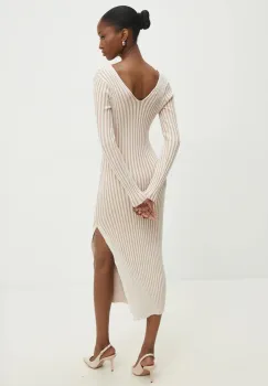 Answear Lab rochie culoarea bej, midi, mulata imagine