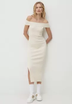 Answear Lab rochie culoarea bej, midi, mulata imagine