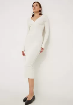 Answear Lab rochie culoarea bej, midi, mulata imagine