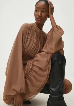 Answear Lab rochie culoarea bej, mini, evazati imagine