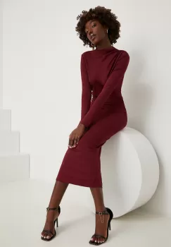 Answear Lab rochie culoarea bordo, maxi, mulata imagine