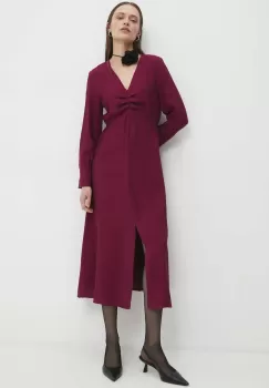 Answear Lab rochie culoarea bordo, midi, drept imagine