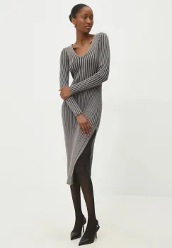 Answear Lab rochie culoarea gri, midi, mulata imagine