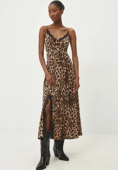 Answear Lab rochie culoarea maro, maxi, drept imagine