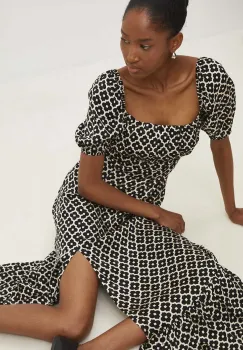 Answear Lab rochie culoarea negru, midi, evazati imagine