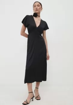 Answear Lab rochie culoarea negru, midi, evazati imagine