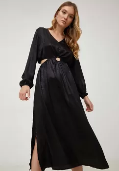 Answear Lab rochie culoarea negru, midi, evazati imagine