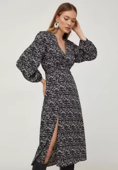 Answear Lab rochie culoarea negru, midi, evazati imagine