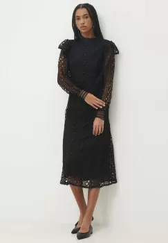 Answear Lab rochie culoarea negru, midi, evazati imagine