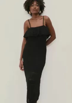 Answear Lab rochie culoarea negru, midi, mulata imagine