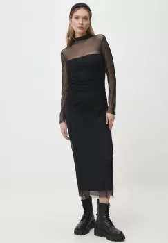 Answear Lab rochie culoarea negru, midi, mulata imagine