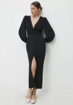 Answear Lab rochie culoarea negru, midi, mulata imagine