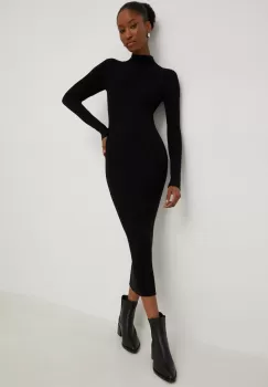 Answear Lab rochie culoarea negru, midi, mulata imagine