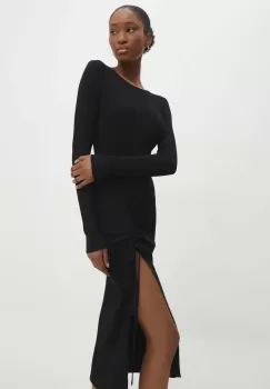 Answear Lab rochie culoarea negru, midi, mulata imagine