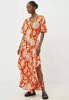 Answear Lab rochie culoarea portocaliu, maxi, evazati imagine