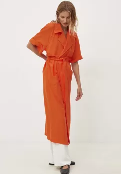 Answear Lab rochie culoarea portocaliu, midi, evazati imagine