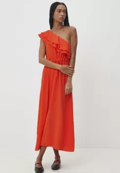 Answear Lab rochie culoarea portocaliu, midi, evazati imagine