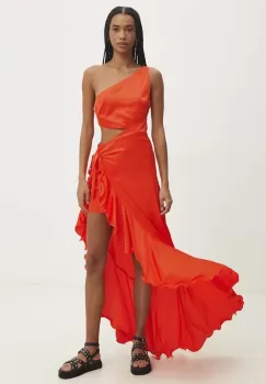 Answear Lab rochie culoarea portocaliu, midi, evazati imagine