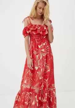 Answear Lab rochie culoarea rosu, midi, evazati imagine