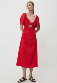 Answear Lab rochie culoarea rosu, midi, evazati imagine