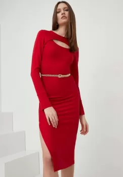 Answear Lab rochie culoarea rosu, midi, mulata imagine