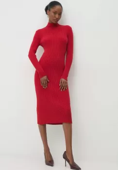 Answear Lab rochie culoarea rosu, midi, mulata imagine