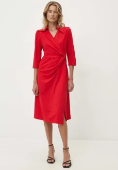 Answear Lab rochie culoarea rosu, midi, mulata imagine