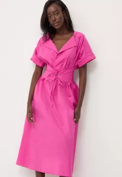 Answear Lab rochie culoarea roz, midi, drept imagine