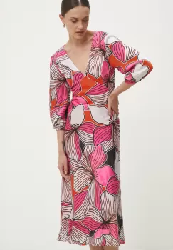 Answear Lab rochie culoarea roz, midi, evazati imagine